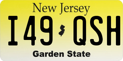NJ license plate I49QSH