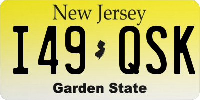 NJ license plate I49QSK