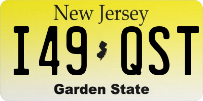 NJ license plate I49QST