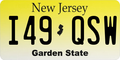 NJ license plate I49QSW