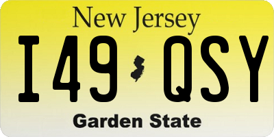 NJ license plate I49QSY