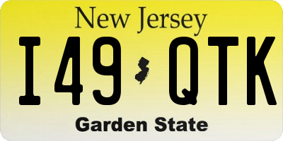 NJ license plate I49QTK