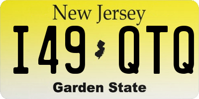 NJ license plate I49QTQ