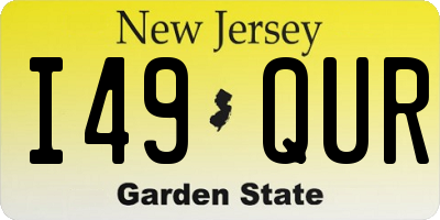 NJ license plate I49QUR
