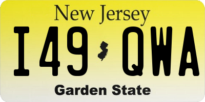 NJ license plate I49QWA