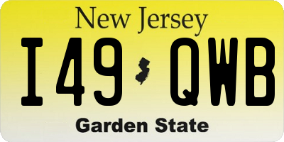NJ license plate I49QWB