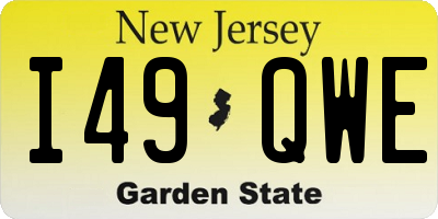 NJ license plate I49QWE