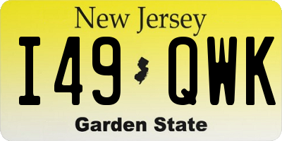 NJ license plate I49QWK