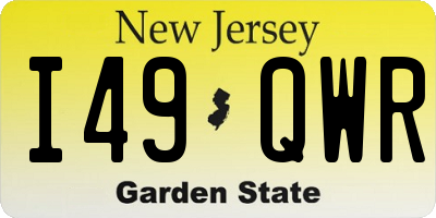 NJ license plate I49QWR