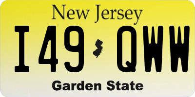 NJ license plate I49QWW
