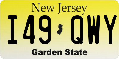 NJ license plate I49QWY