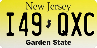NJ license plate I49QXC