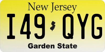 NJ license plate I49QYG