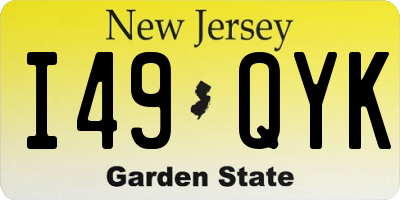 NJ license plate I49QYK