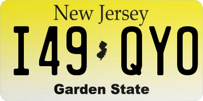 NJ license plate I49QYO