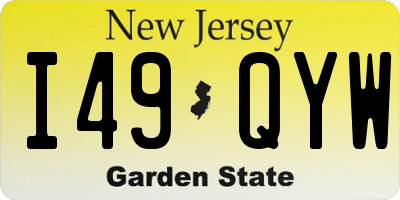 NJ license plate I49QYW