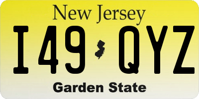 NJ license plate I49QYZ