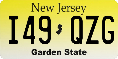NJ license plate I49QZG