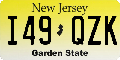 NJ license plate I49QZK