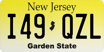 NJ license plate I49QZL