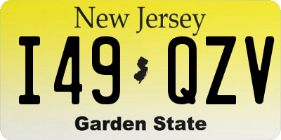NJ license plate I49QZV