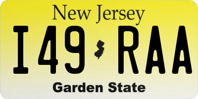 NJ license plate I49RAA
