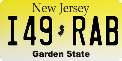 NJ license plate I49RAB