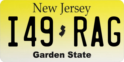 NJ license plate I49RAG
