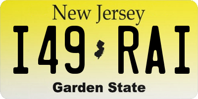 NJ license plate I49RAI