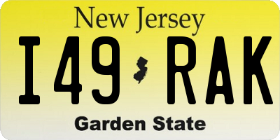 NJ license plate I49RAK