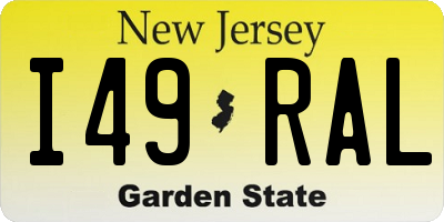NJ license plate I49RAL