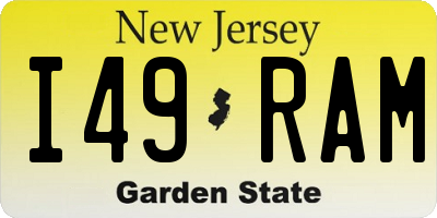 NJ license plate I49RAM