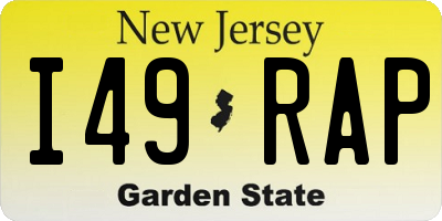 NJ license plate I49RAP