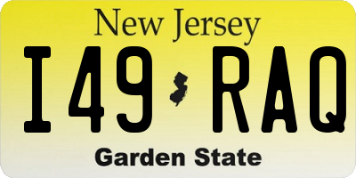 NJ license plate I49RAQ
