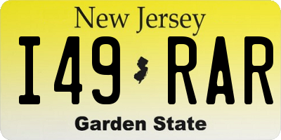 NJ license plate I49RAR