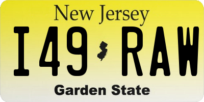 NJ license plate I49RAW