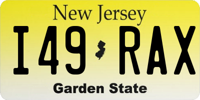 NJ license plate I49RAX