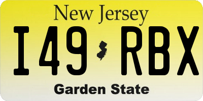 NJ license plate I49RBX
