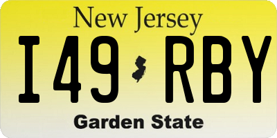 NJ license plate I49RBY