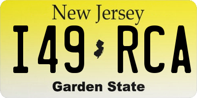 NJ license plate I49RCA
