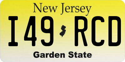 NJ license plate I49RCD