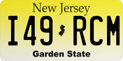 NJ license plate I49RCM