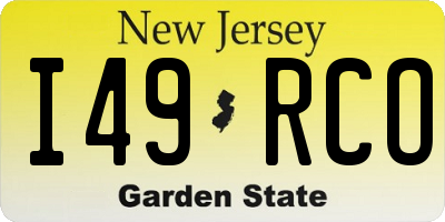 NJ license plate I49RCO