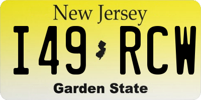 NJ license plate I49RCW