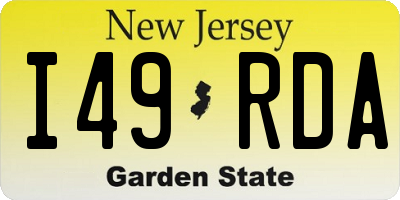 NJ license plate I49RDA