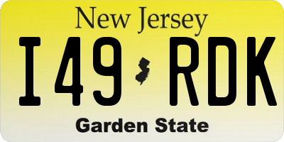 NJ license plate I49RDK