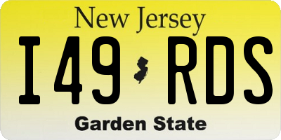 NJ license plate I49RDS
