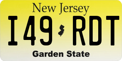 NJ license plate I49RDT