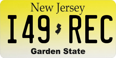 NJ license plate I49REC