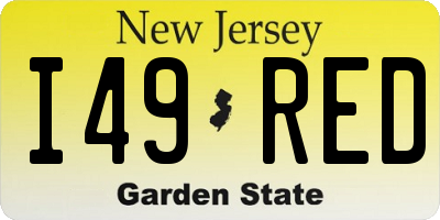 NJ license plate I49RED